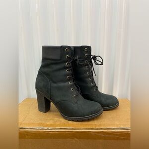 Timberland Black Lace-Up Heeled Boots